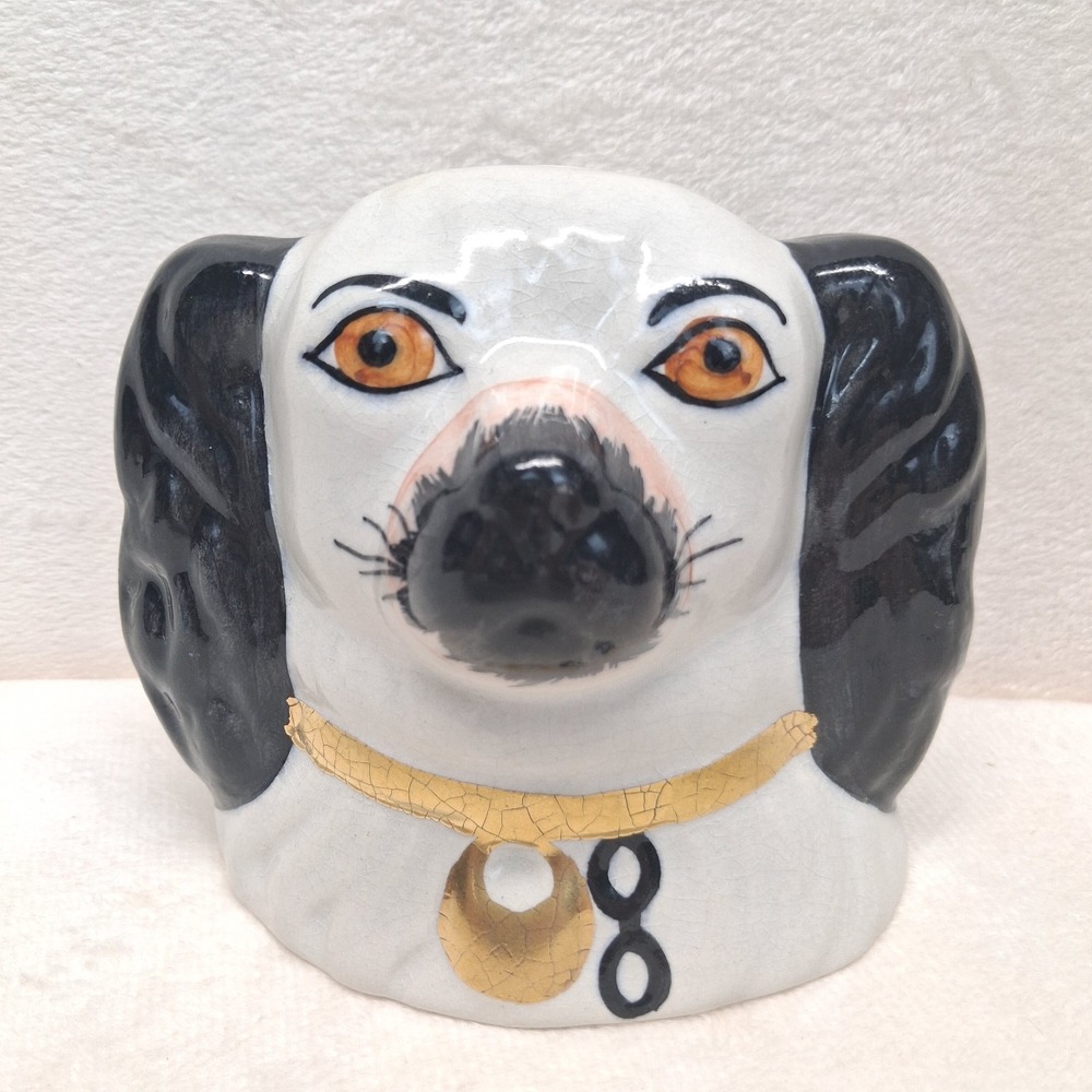 Vintage Staffordshire Style King Charles Cavalier Spaniel Dog Head Coin Bank